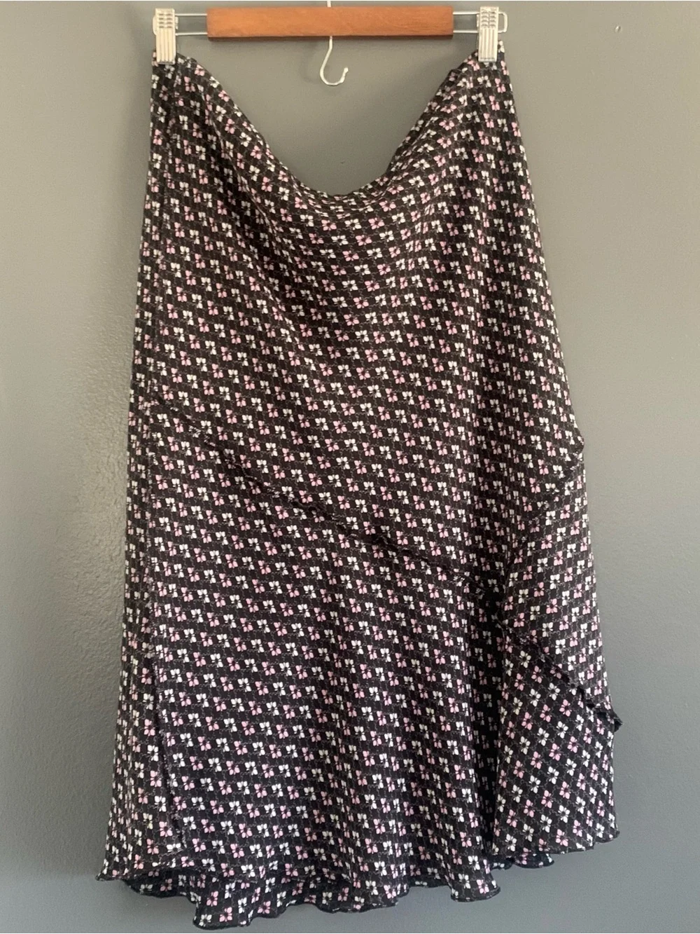 Black Maxi Skirt with Pink Geometric Print